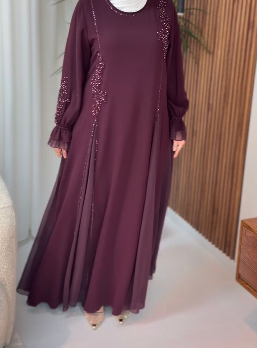 فستان تركي برغندي