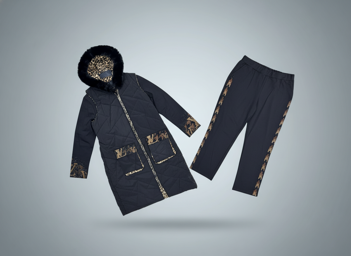 Bitcoin- Turkish 3-Piece Velvet Daily Set — Blouse, Pants & Vest