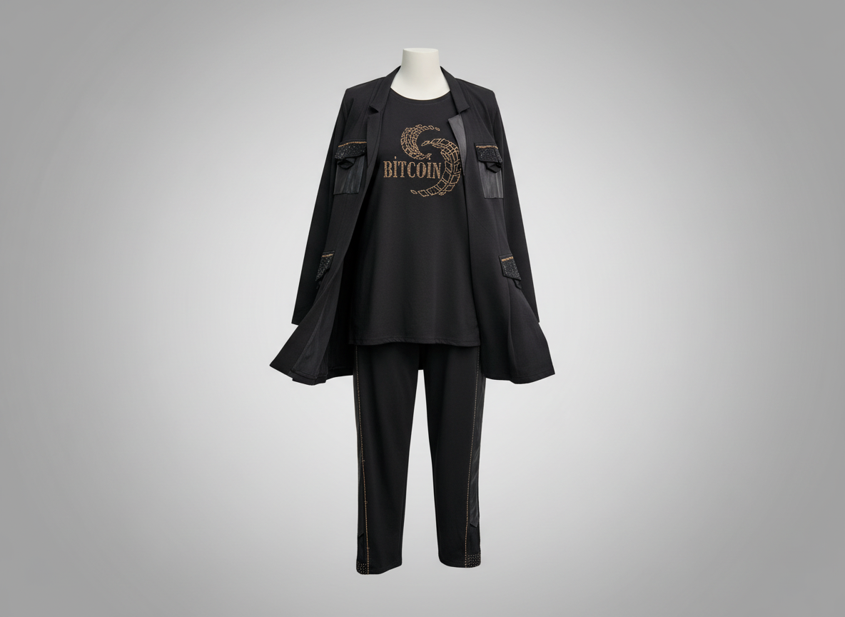 Bitcoin- Turkish 3-Piece Velvet Daily Set — Blouse, Pants & Jacket