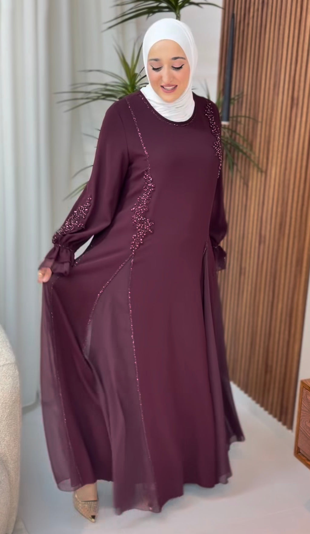 فستان تركي برغندي