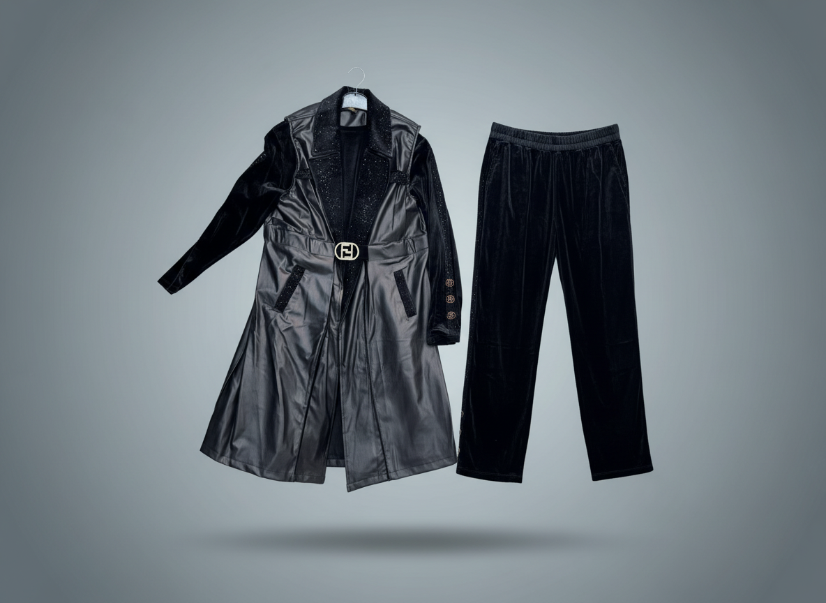 Bitcoin- Turkish 3-Piece Velvet Daily Set — Blouse, Pants & Jacket