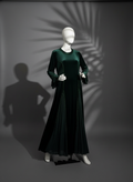 “Luxury green velvet dress for women – elegant soft fabric, long sleeve design.”