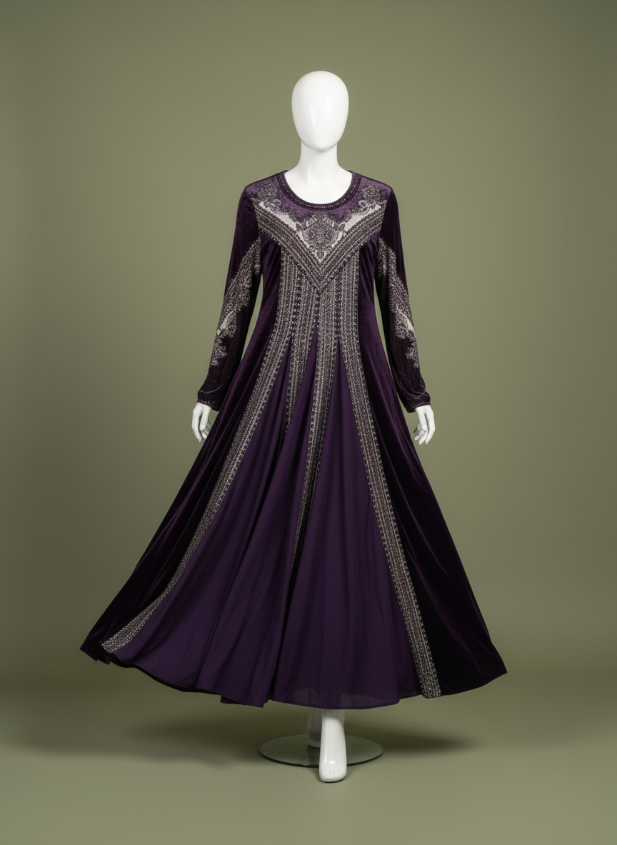 “Luxury mor velvet dress for women – elegant soft fabric, long sleeve design.”