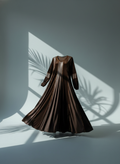 “Luxury brown velvet dress for women – elegant soft fabric, long sleeve design.”
