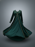 “Luxury green velvet dress for women – elegant soft fabric, long sleeve design.”