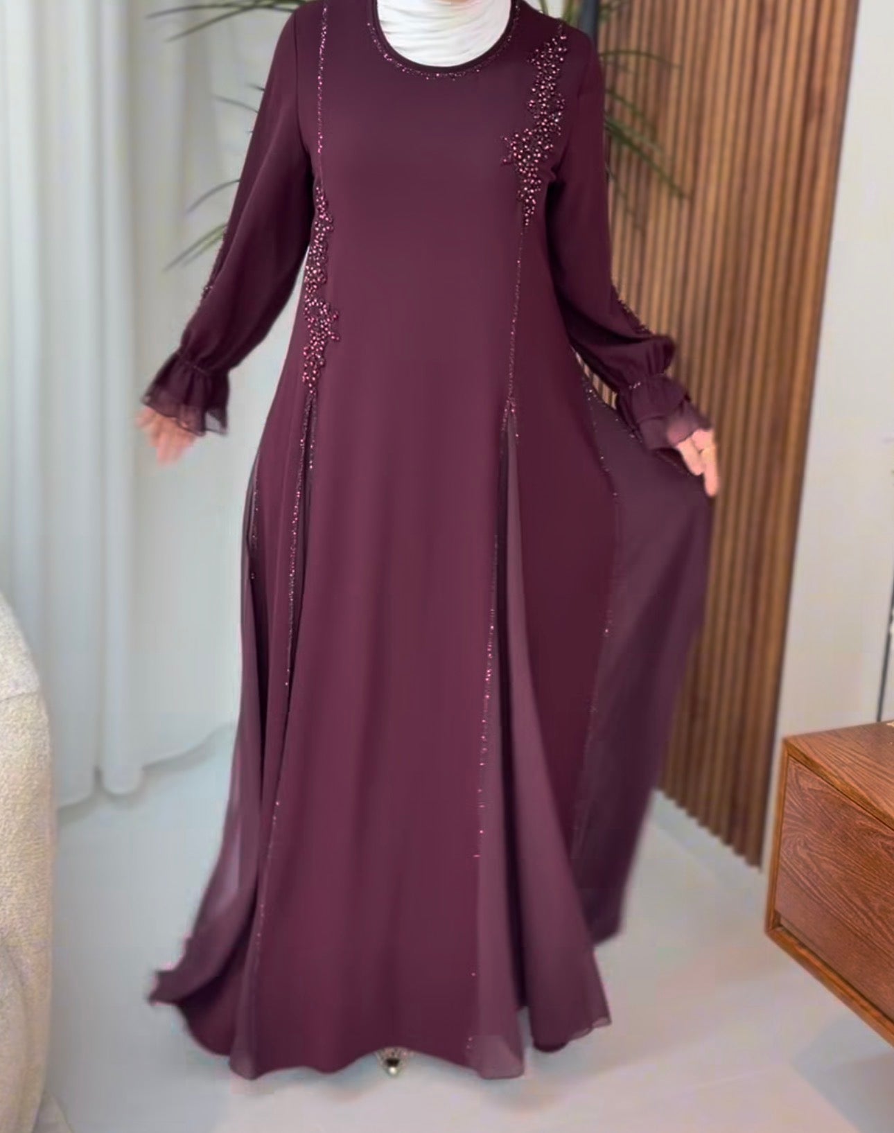 فستان تركي برغندي