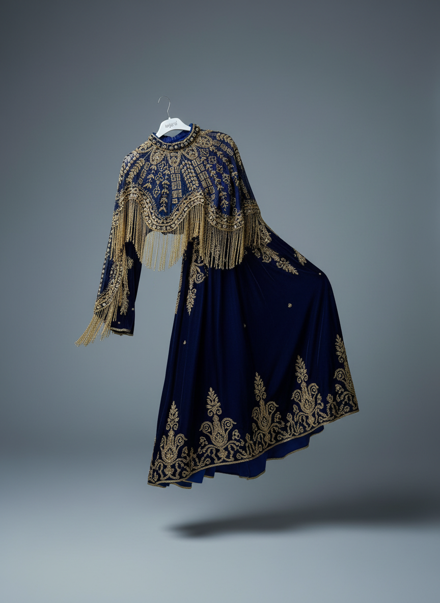 Hand-Beaded Fringe Cape