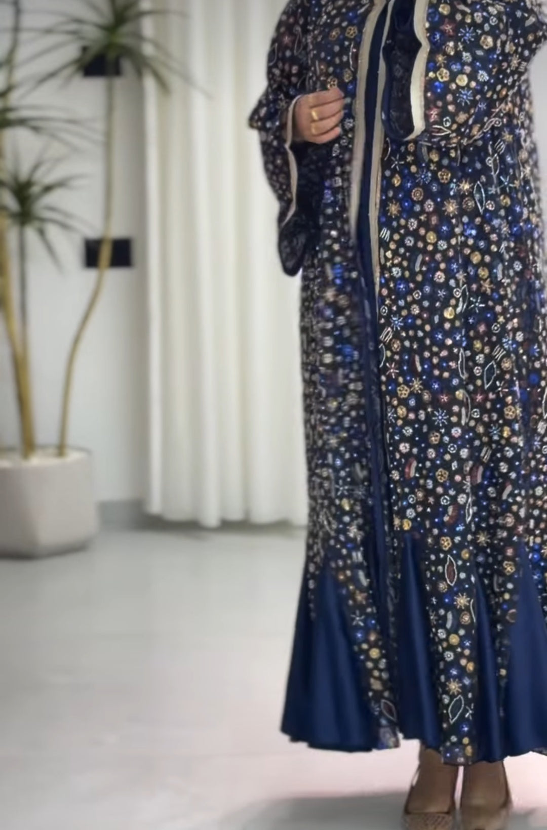 Embroidered Chiffon Two-Piece Abaya