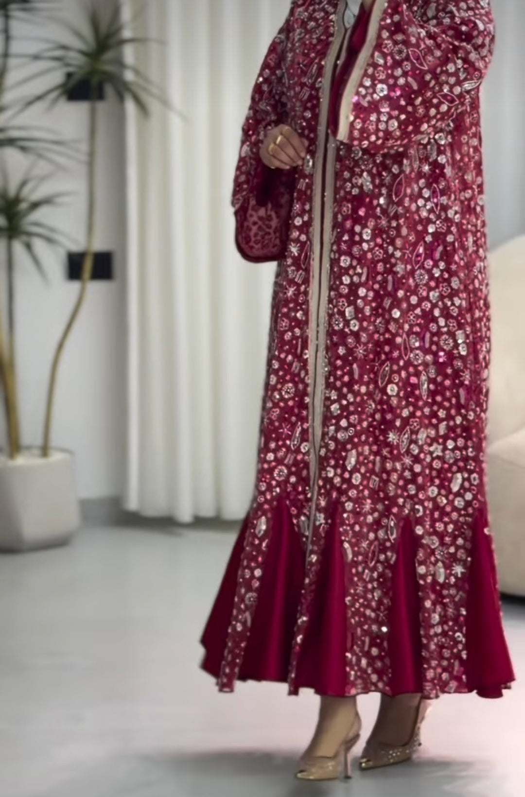 Embroidered Chiffon Two-Piece Abaya
