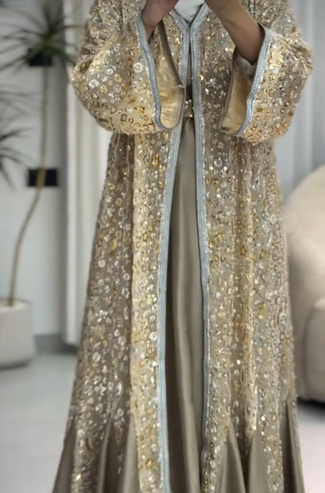 Embroidered Chiffon Two-Piece Abaya