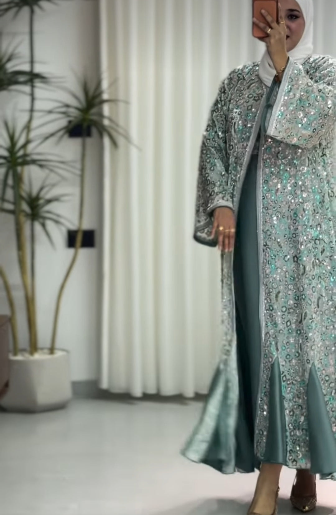 Embroidered Chiffon Two-Piece Abaya