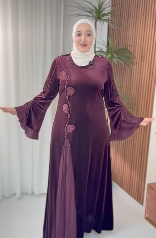 Velvet Chiffon-Panel dress